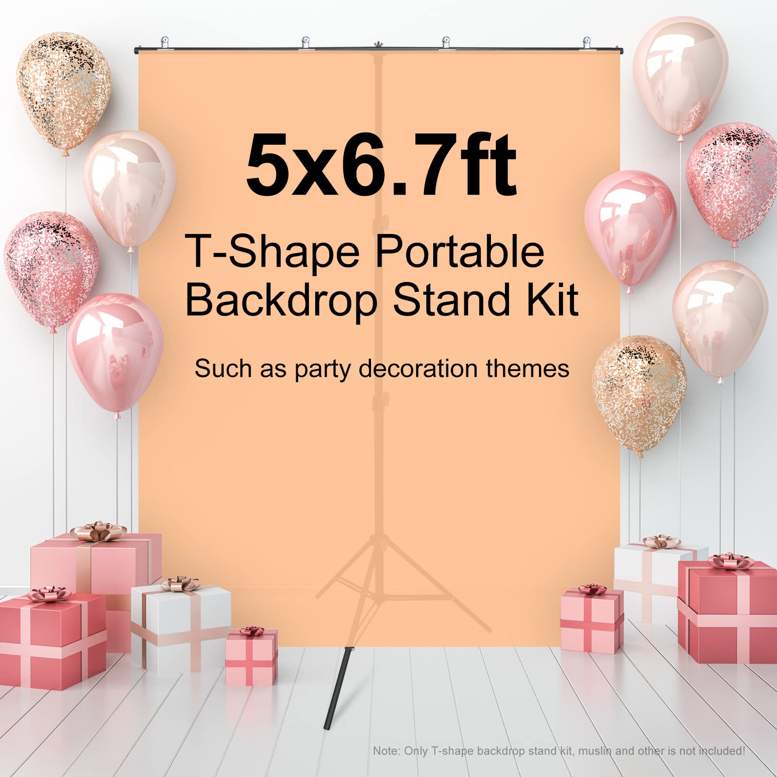 Linco Lincostore Zenith Portable T Shape Background Backdrop Stand Kit 5X6.7Ft   5Ft Wide (Fixed) And 6.7Ft High (Adjustable)  L